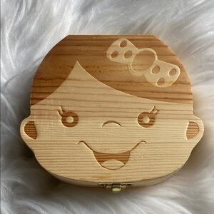 Wooden Baby Tooth Storage Box Memory Case Girl Umbilical Cord Lanugo Holder